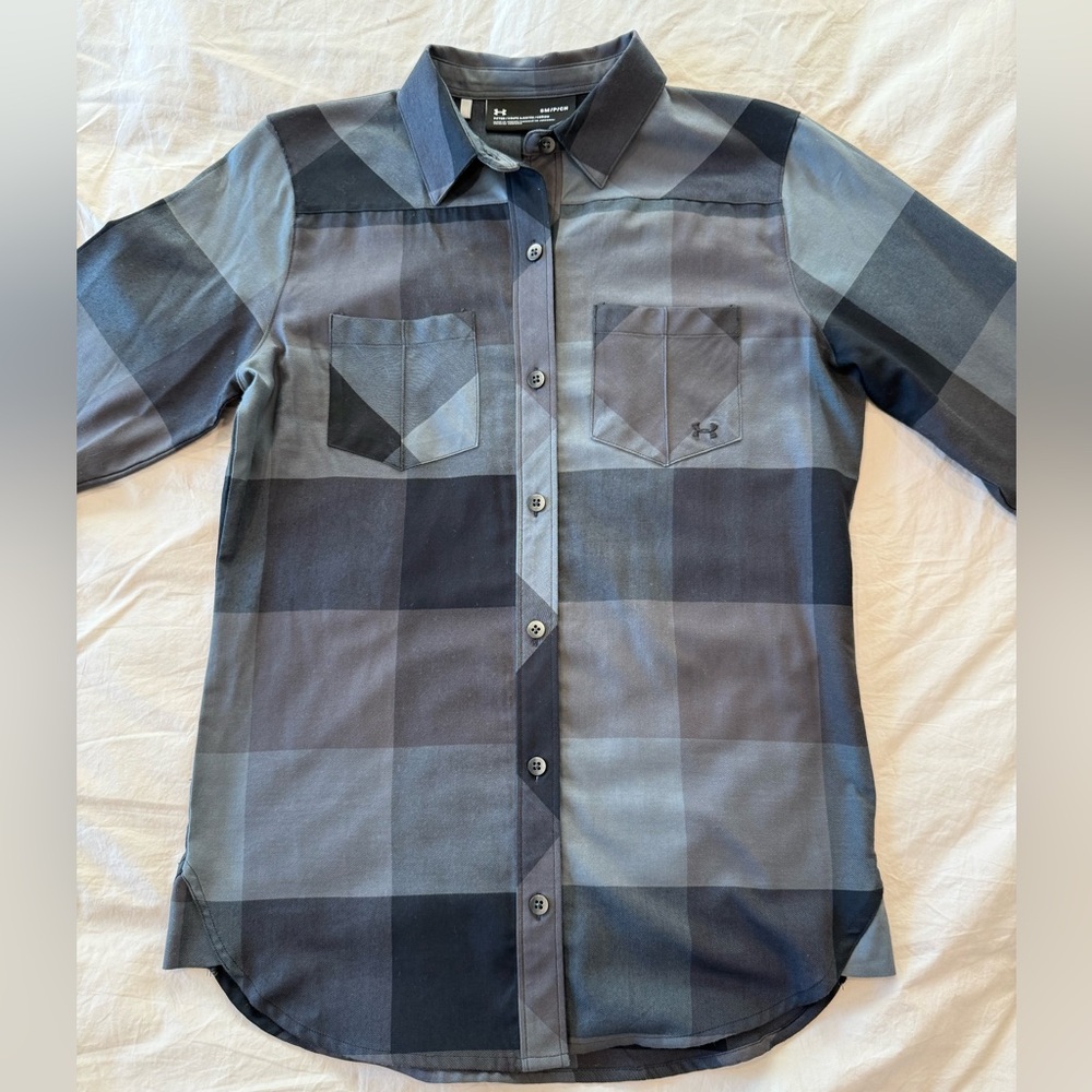 Under Armour Women’s Gray and Black Checkered Flannel